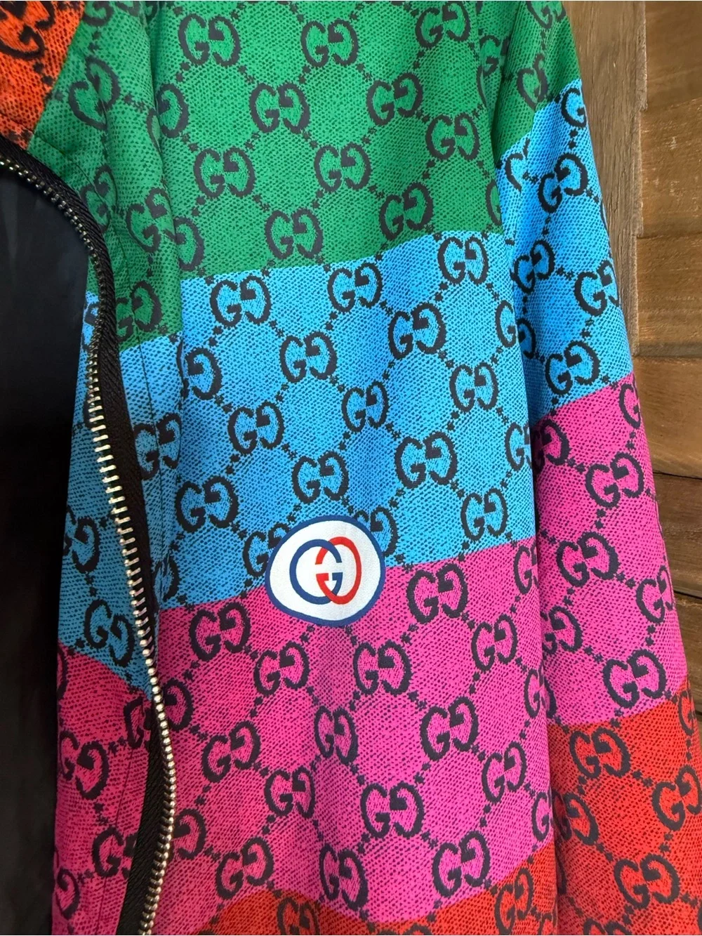 Gucci Multicolor Rainbow GG Stripe Zip-Up Jacket